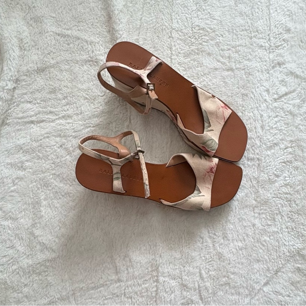 Ralph Lauren Floral Sandals - Cream and Tan - Picture 2 of 5